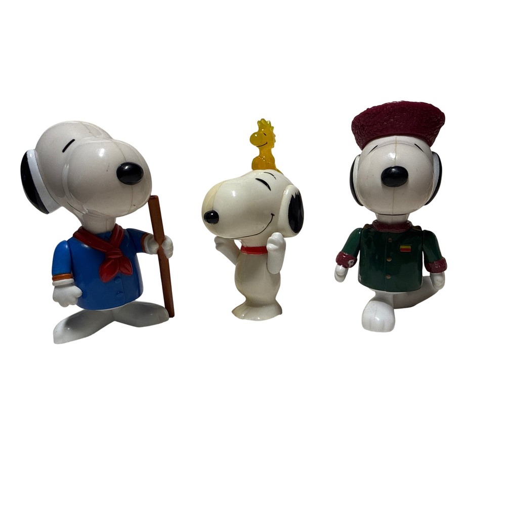 Vintage Snoopy Woodstock PVC Figure Lot Peanuts Sailor Military Uniform 3pc